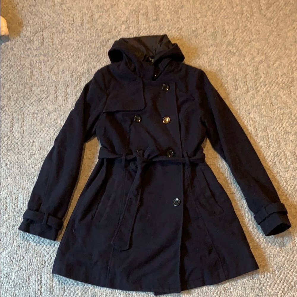 H&M Recycled wool-blend navy pea coat